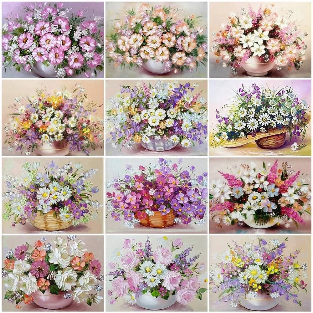 

5D Diamond Painting Flowers Cross Stitch Kit Full Drill Diamond Embroidery Mosaic Daisy Art Picture Home Decoration Gift