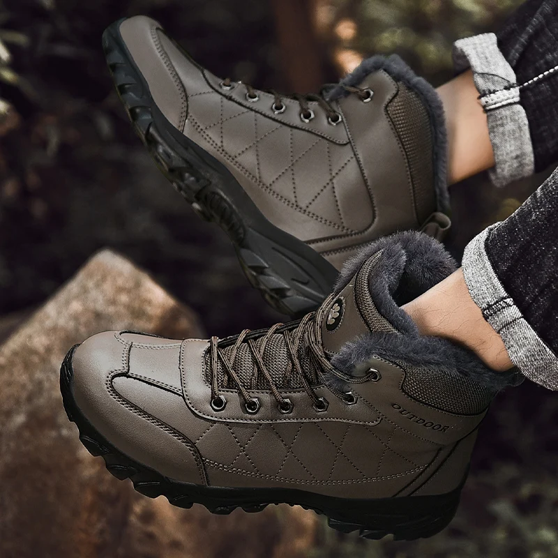 Non-Slip Winter Boots Men Warm Shoes for sneakers men's fur Snow | Обувь