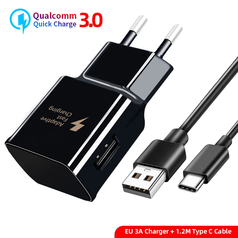 USB кабель для быстрой зарядки типа C EU/US/KU настенный для samsung Galaxy S9 S8 Plus для huawei P20 Pro адаптер для быстрой зарядки USB C кабель