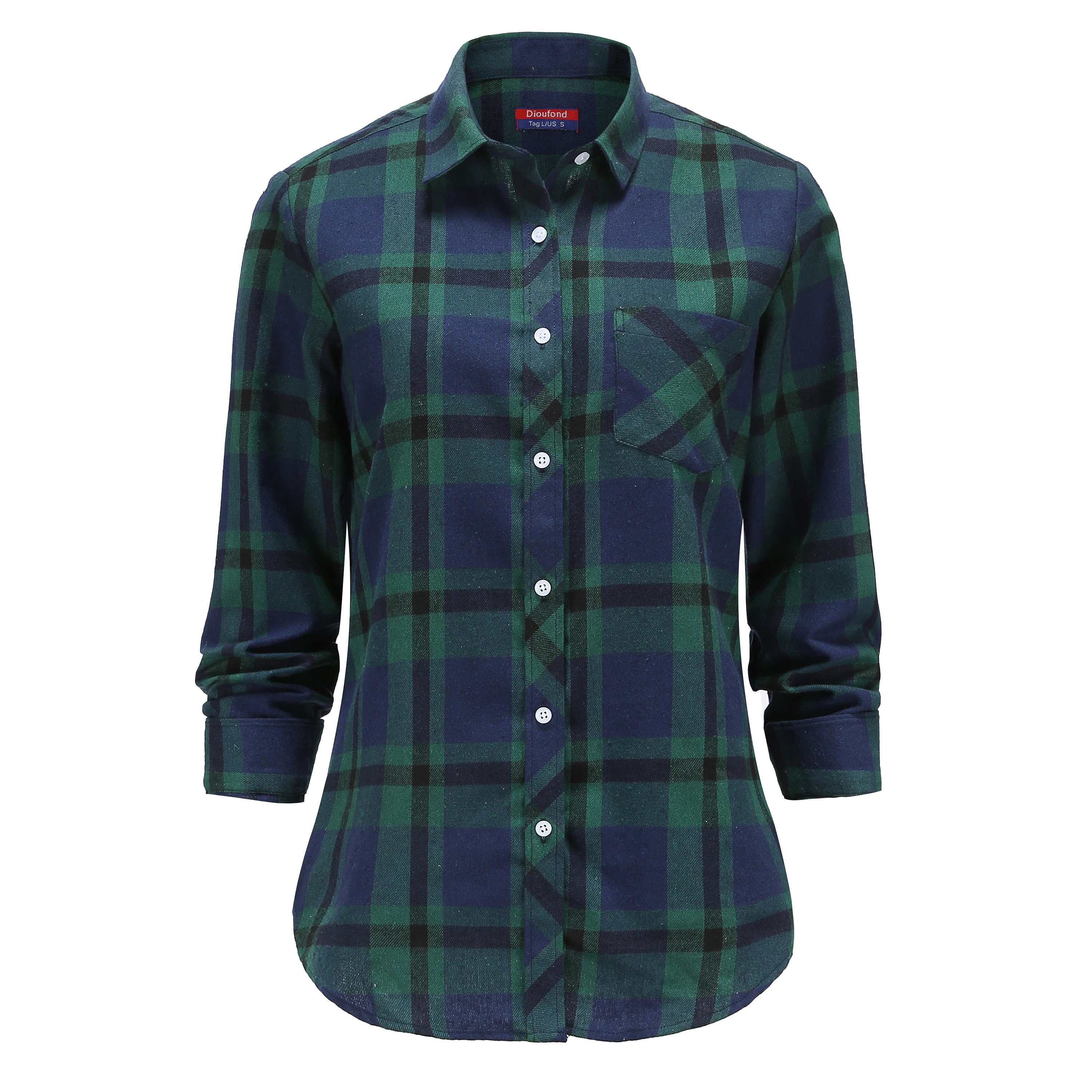 Женская свободная рубашка в клетку с длинным рукавом|Блузки| |