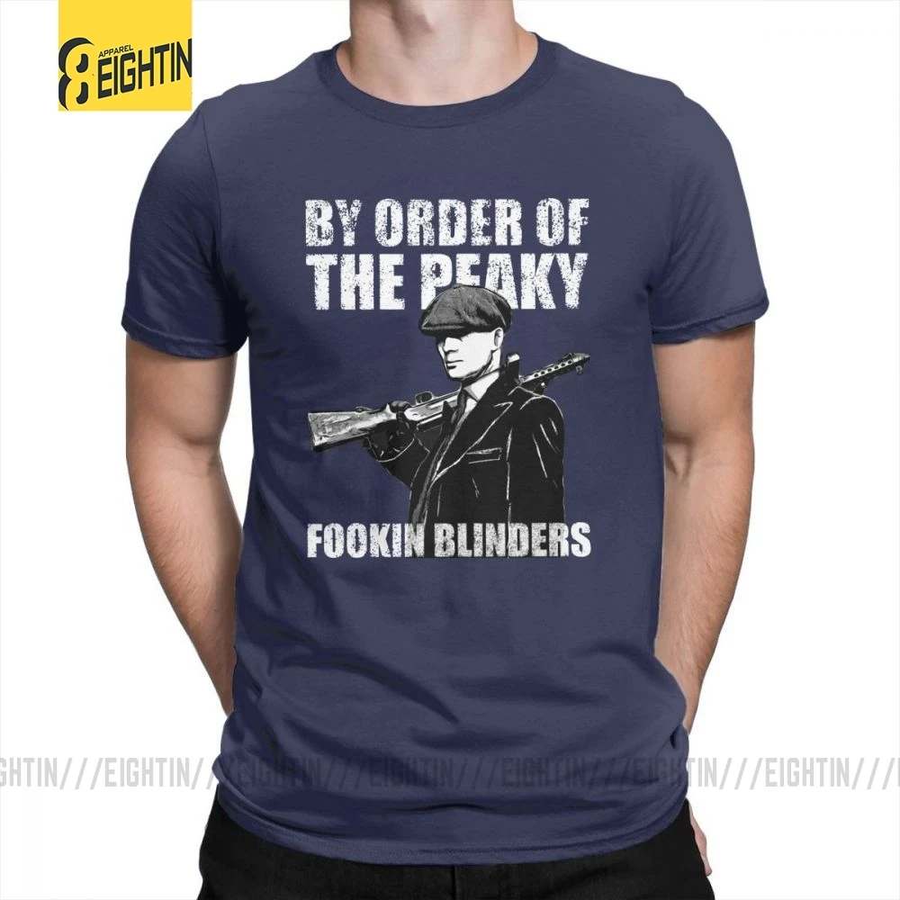 Футболки The Peaky Fookin blinds, хлопок, короткий рукав, круглый вырез, одежда для мужчин, футболки, винтажные, уникальные, 4XL, футболка - Цвет: Тёмно-синий