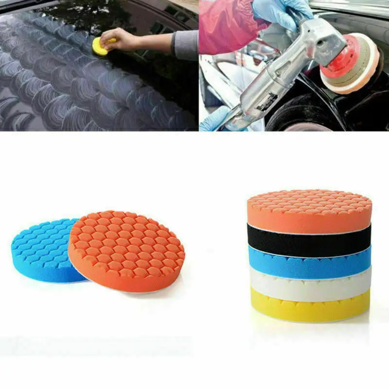 

5PCS 6 inch Car Polisher Sponge Polishing Waxing Buffing Pads Cut Hexagonal Polishing Sponge Kit Set