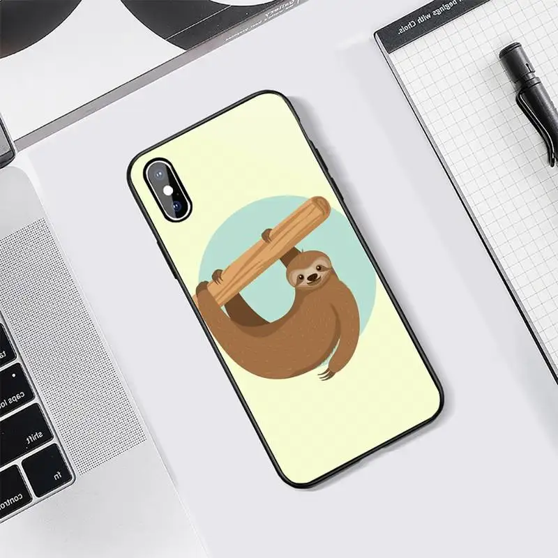

Cute sloth cartoon Animals funny Phone Case Tempered glass For iphone 5C 6 6S 7 8 plus X XS XR 11 PRO MAX