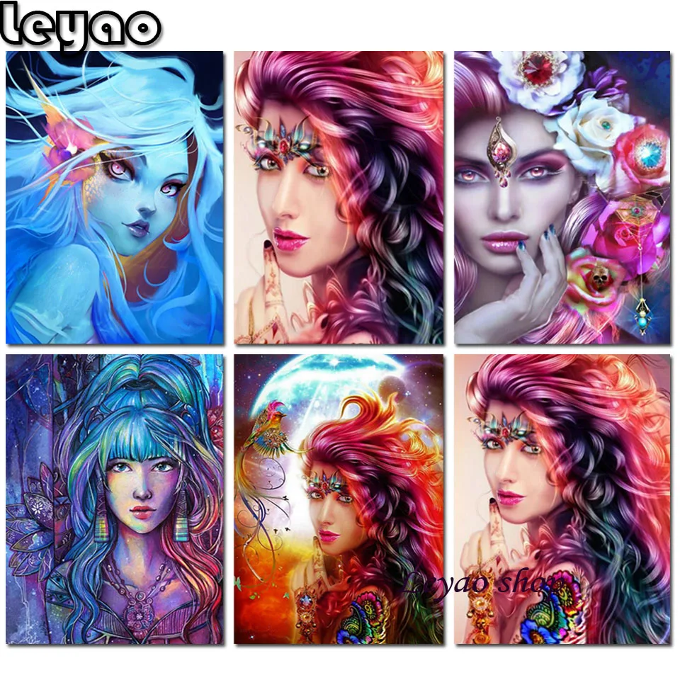 

DIY Diamond Painting beautiful fantasy art woman cross stitch full square round diamond mosaic embroidery home decor gift