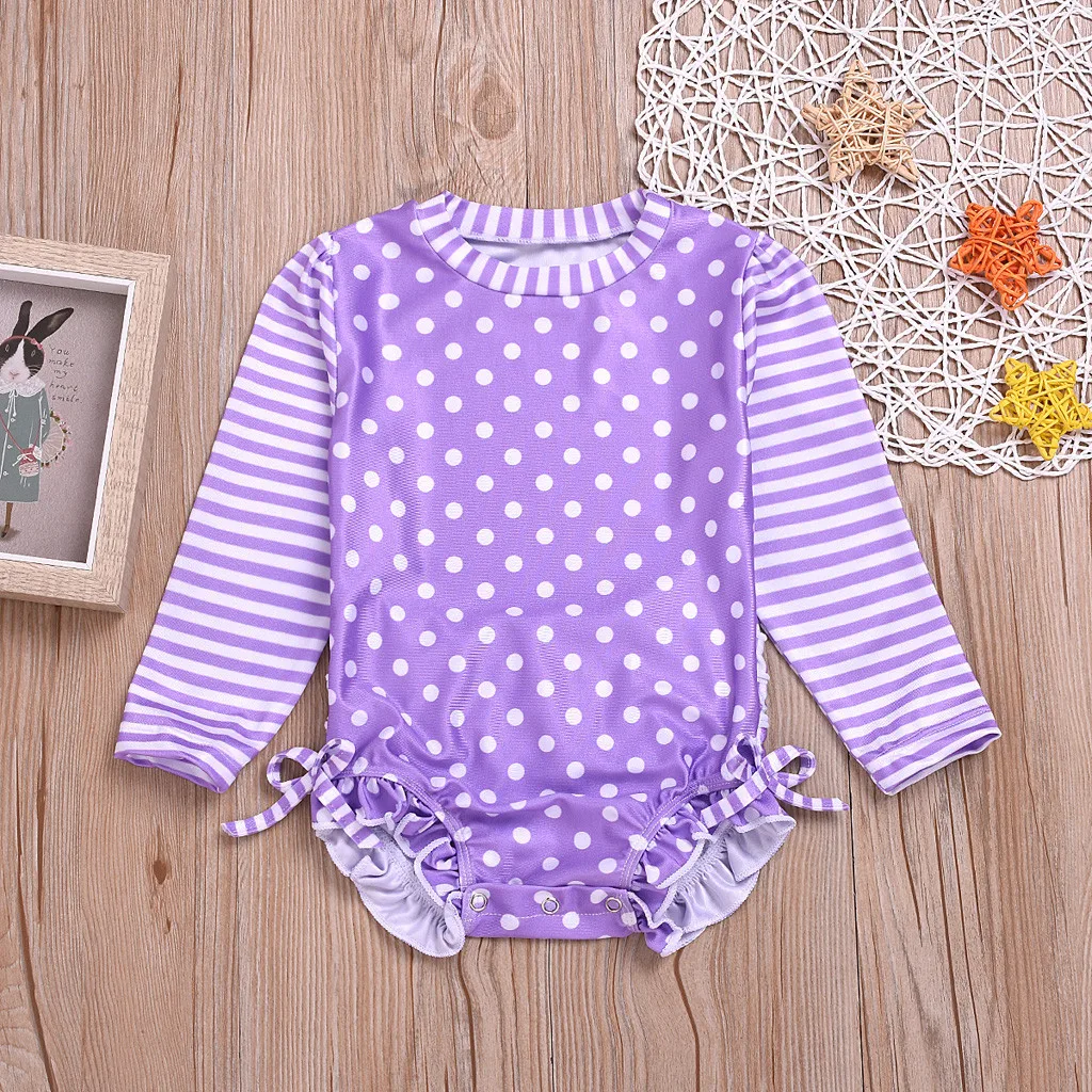 Детская пляжная одежда с волнистыми полосками для маленьких девочек купальник в