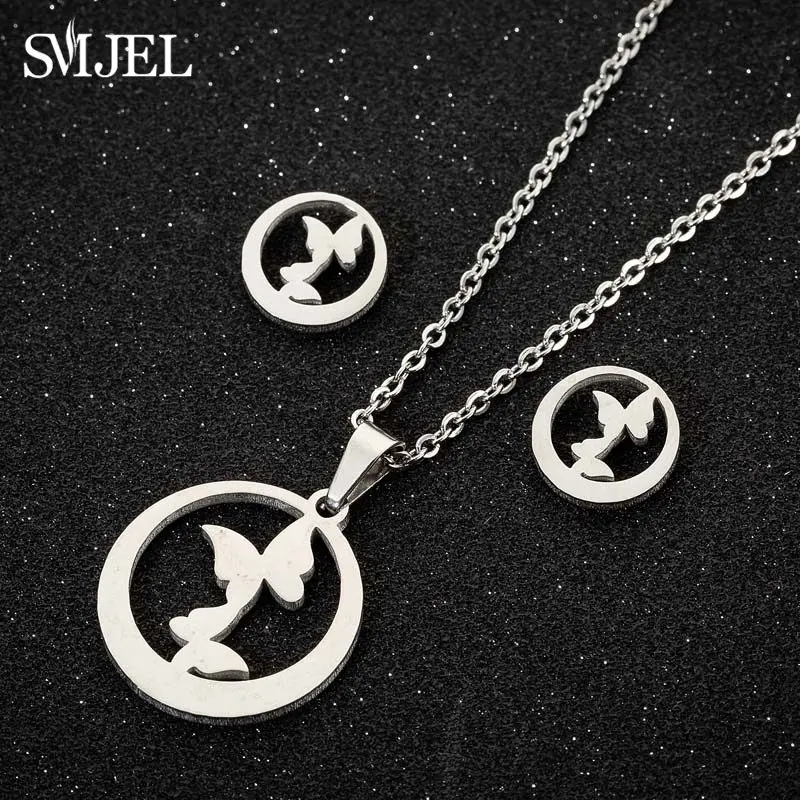 Клапан-бабочка нержавеющей стали ожерелья для женщин Свадебные серьги-гвоздики