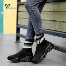 Youth crisis Women sock boots fashion casual daily show large size women's shoes outdoor casual women's shoes (3)