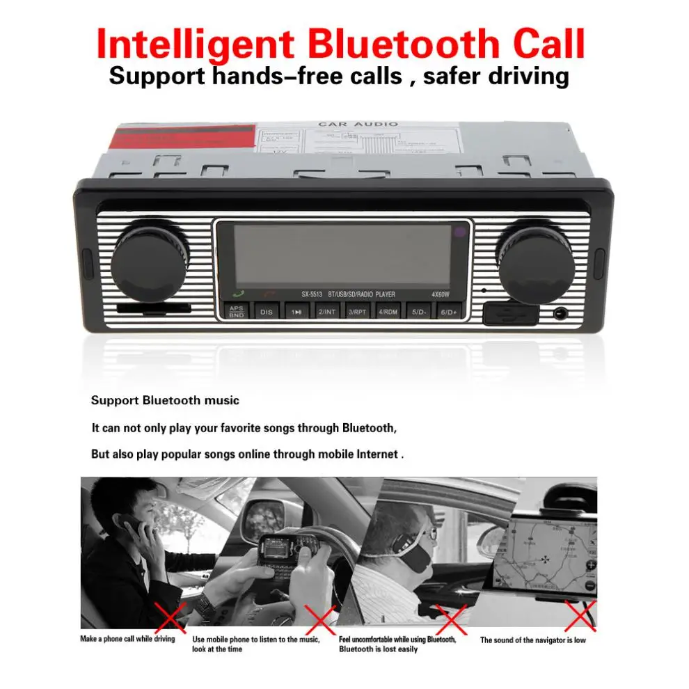 12 В Bluetooth Авто Радио 1DIN стерео аудио MP3 плеер FM радио приемник Поддержка Aux вход SD USB