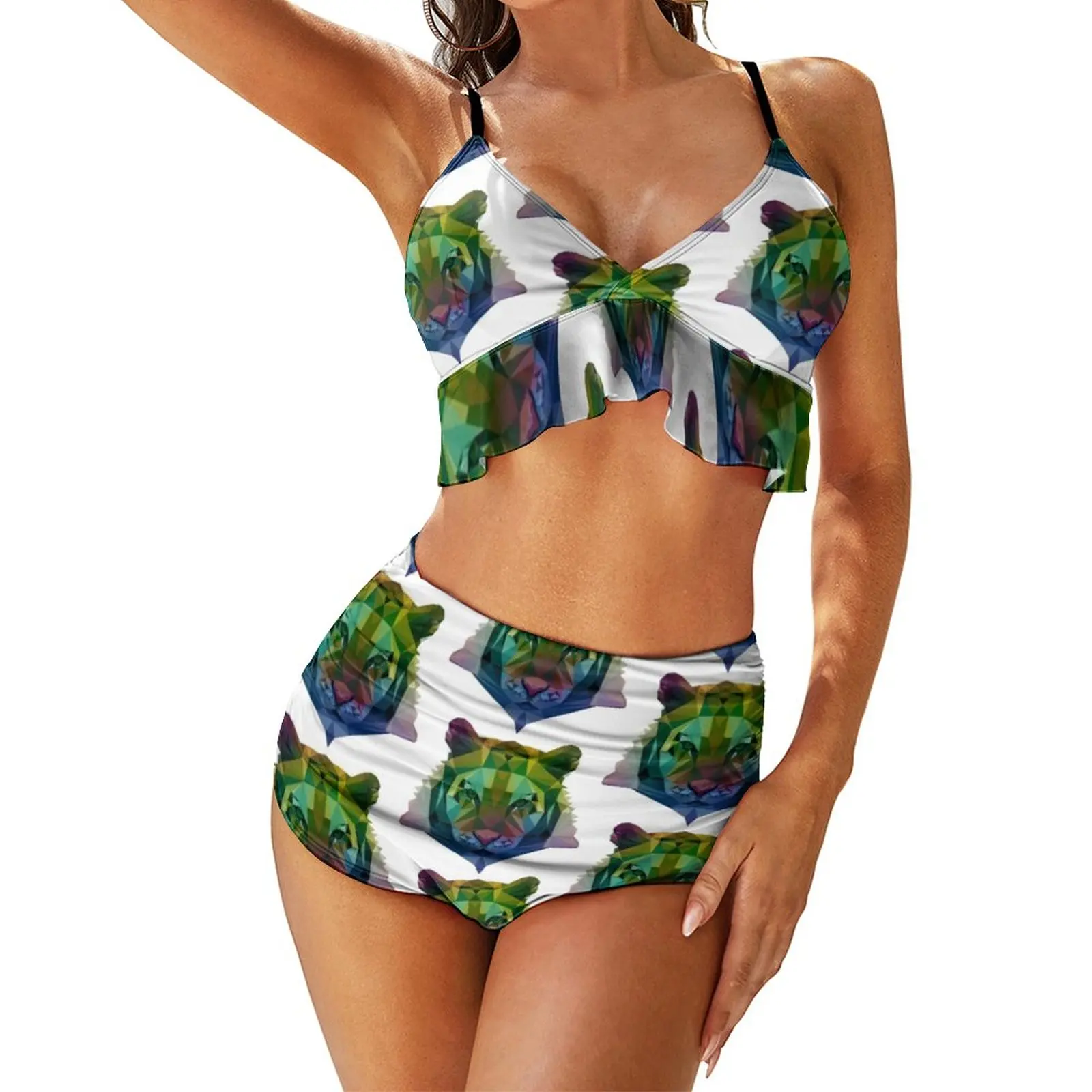 

Tiger Bikini Swimsuit High Cut Sweet Rave Swimwear Teen High Quality 2 Piece Bathing Suit