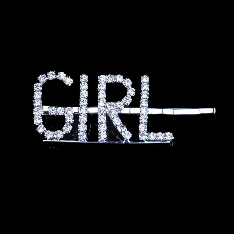 2019 Горячая Мода буквы слово горный хрусталь кристалл шпилька для волос зажим