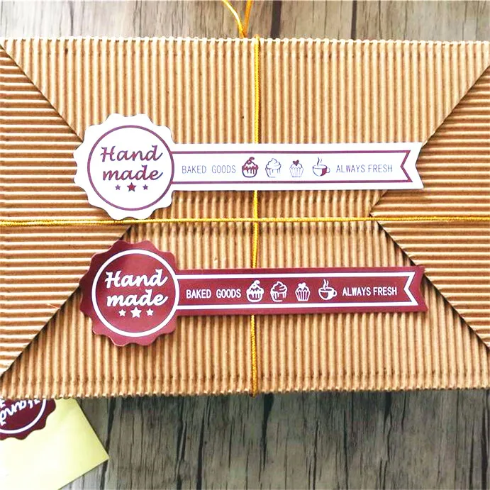 60 шт. Длинные Стиль "HAND MADE" всегда свежая крафт-бумага для выпечки Уплотнительная наклейка Винтаж DIY подарки отправлено Выпекать посылка этикетка