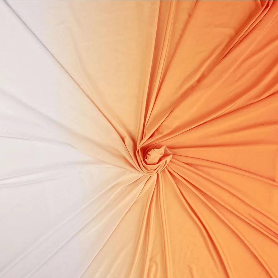 Orange to White 2 тона ombre спандекс ткань градиент эластичный материал для танцевальной одежды купальник латинский одежда лайкра стрейч ткани по двору - Цвет: Orange to White
