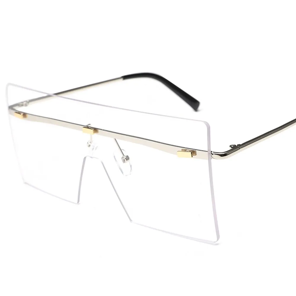 Модные высококачественные очки без оправы квадратные негабаритные с плоским