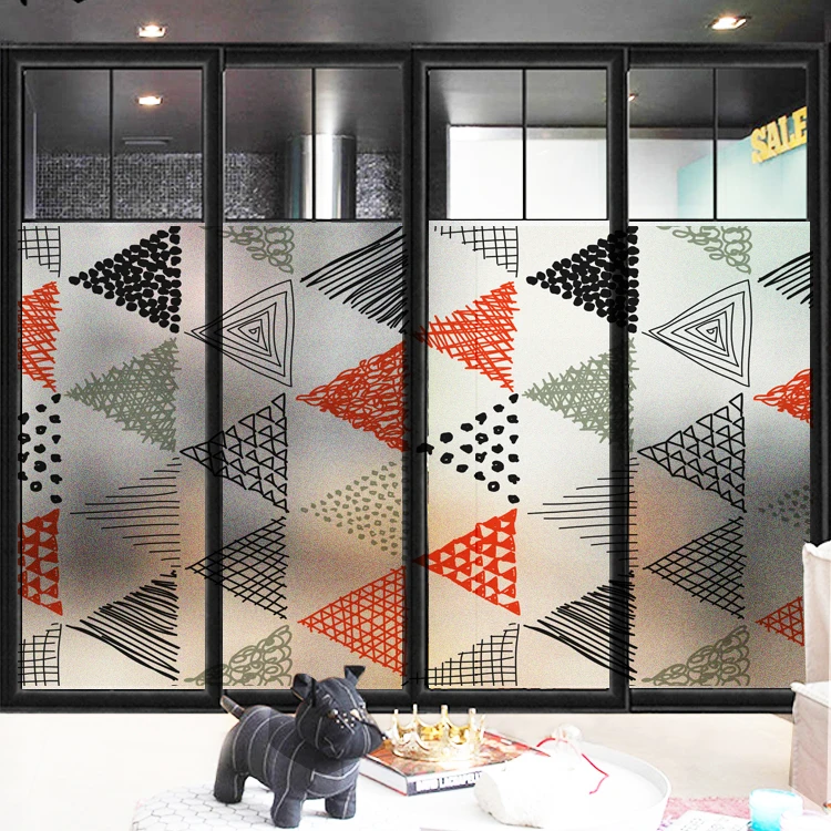 

Custom Size Static Cling Window Foil geometry Privacy Protection Glass Film For Bathroom Kitchen Living Room Bedroom Balcony
