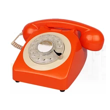 Orange Retro Phone Old Style Rotary Dial Telephones 1960S Classic Landline Desk Telephone Corded Landline Phone for Home Office