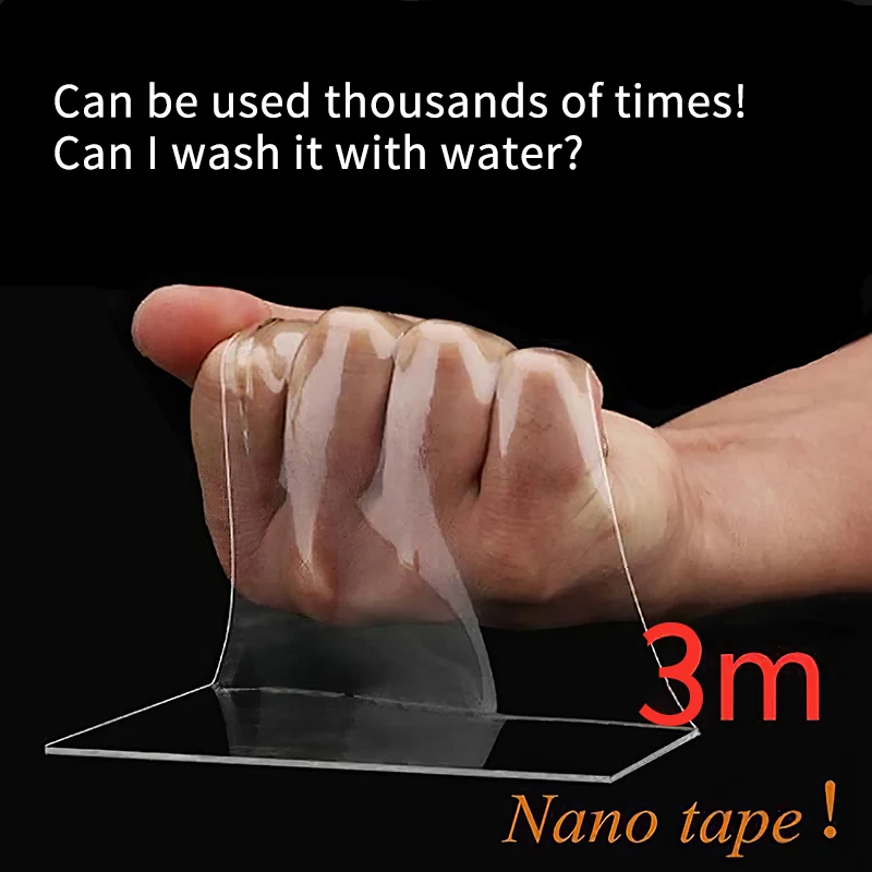 

New home Reusable Nano Adhesive Tape Multipurpose Transparent Double Sided No-Trace Removable Glue Tape Washable Strong