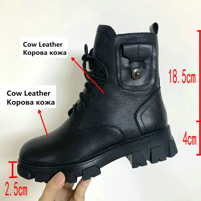 Женские теплые зимние ботинки из коровьей кожи мотоциклетная обувь для женщин на