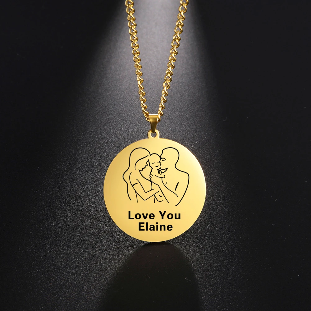 

Lemegeton Personalized Custom Baby Newborn Family Name Necklace Women Engraved Name Date Necklace Family Jewelry Memory Gift