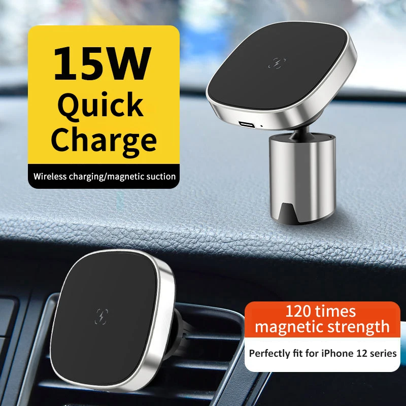 15w magnetic wireless car charger for iphone 13 12 pro max 12 fast charging wireless charger car phone holder air vent mount free global shipping
