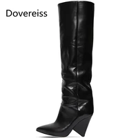 dovereiss fashion womens shoes winter sexy elegant brown knee high boots strange style heels new ladies boots mature 34 43