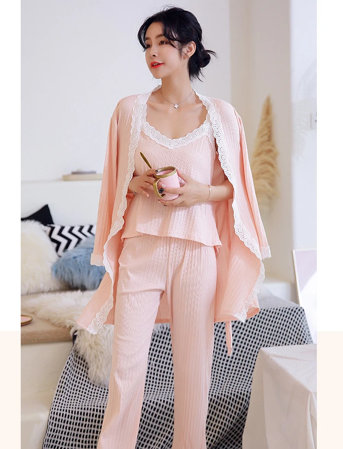 Розовая Сексуальная женская домашняя одежда пижамы костюм леди ремень топ брюки