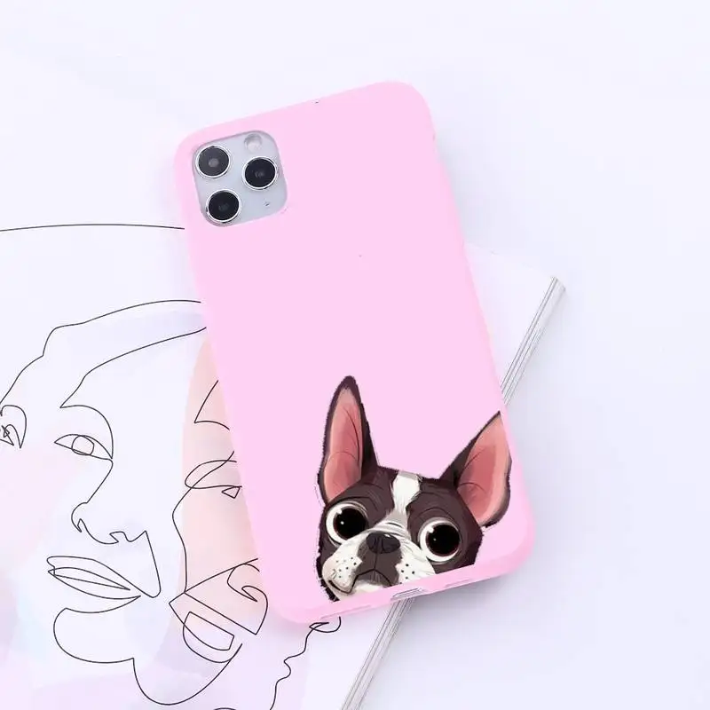 

Cute Pug Dog French Bulldog Phone Case Candy Color for iPhone 6 7 8 11 12 s mini pro X XS XR MAX Plus