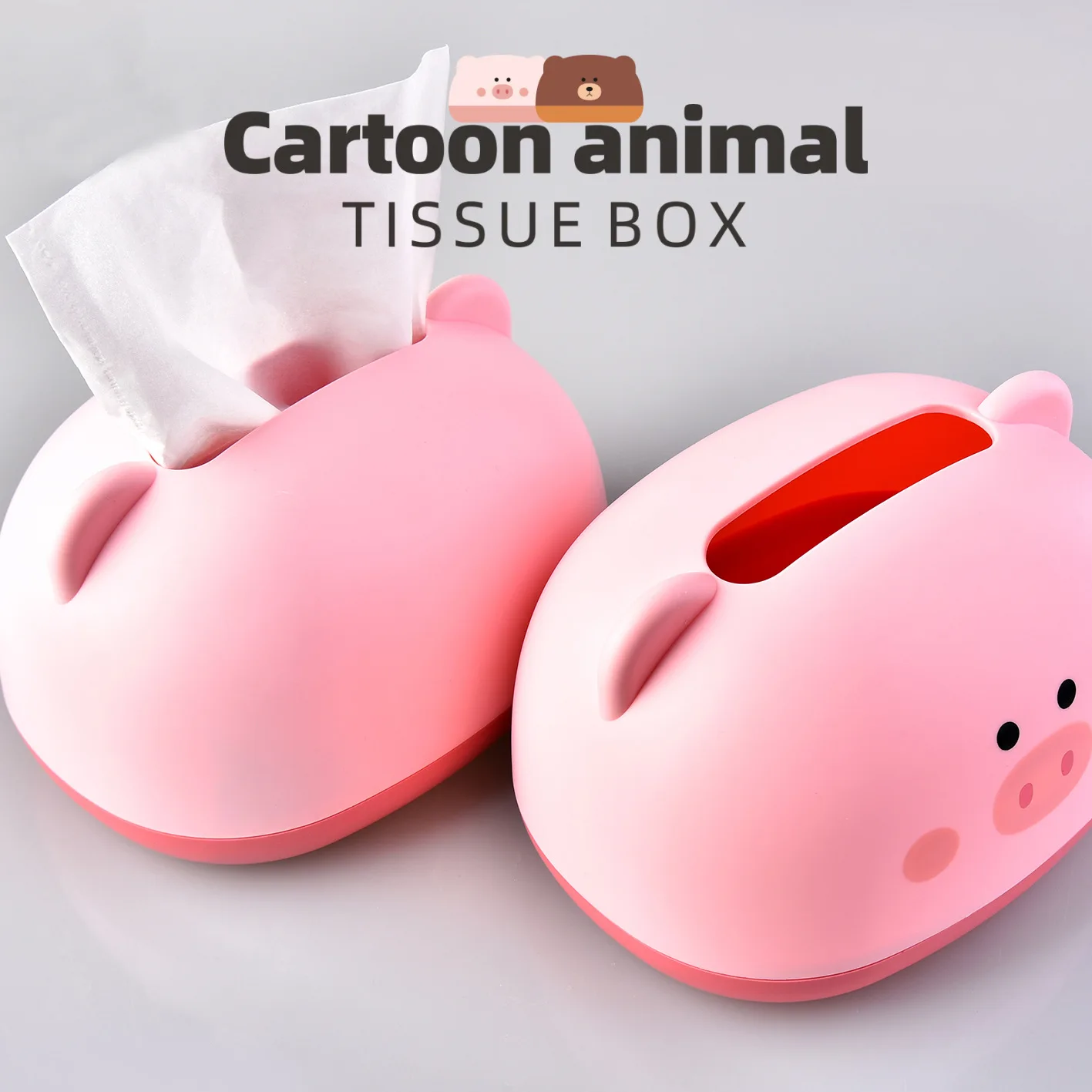 

Коробка для салфеток с мультяшным медведем/свиньей, держатель для бумажных салфеток, милая животная, фотобумага для дома и офиса, xqmg, коробки для салфеток 2021