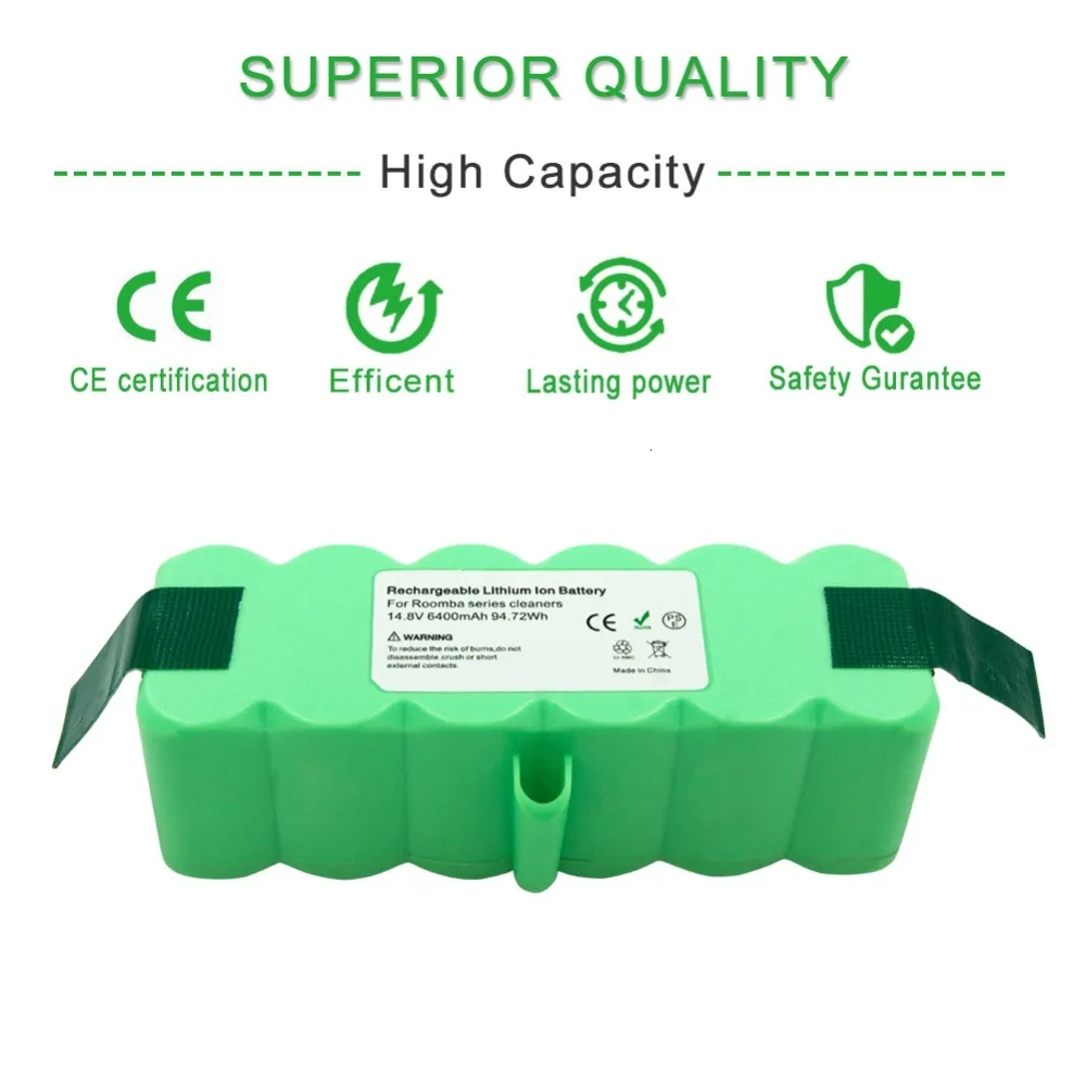 6400mAh 14,8 V литиевая Перезаряжаемые Батарея для iRobot Roomba R3 500 520 550 560 570 595 600 620 660 700 770 780 790 800