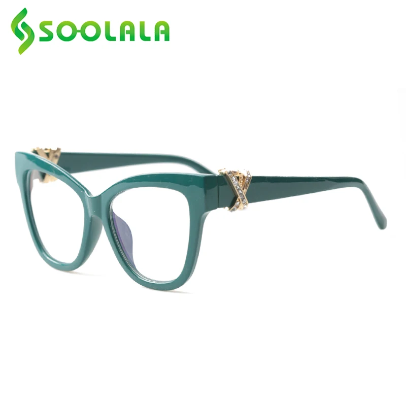 SOOLALA Anti mavi ışık kedi gözü okuma gözlüğü kadınlar çapraz taklidi presbiyopik okuma gözlüğü çerçeve kılıfları ile 0.5 1.0