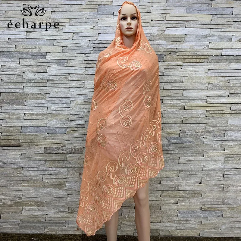 Latest african women scarfs muslim women embroidery Chiffon scarf embroidery scarf