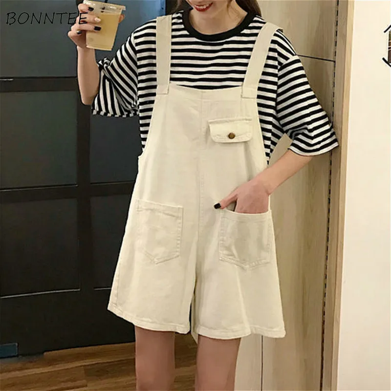 

Комбинезон женский летний Ulzzang, с высокой талией, с карманами