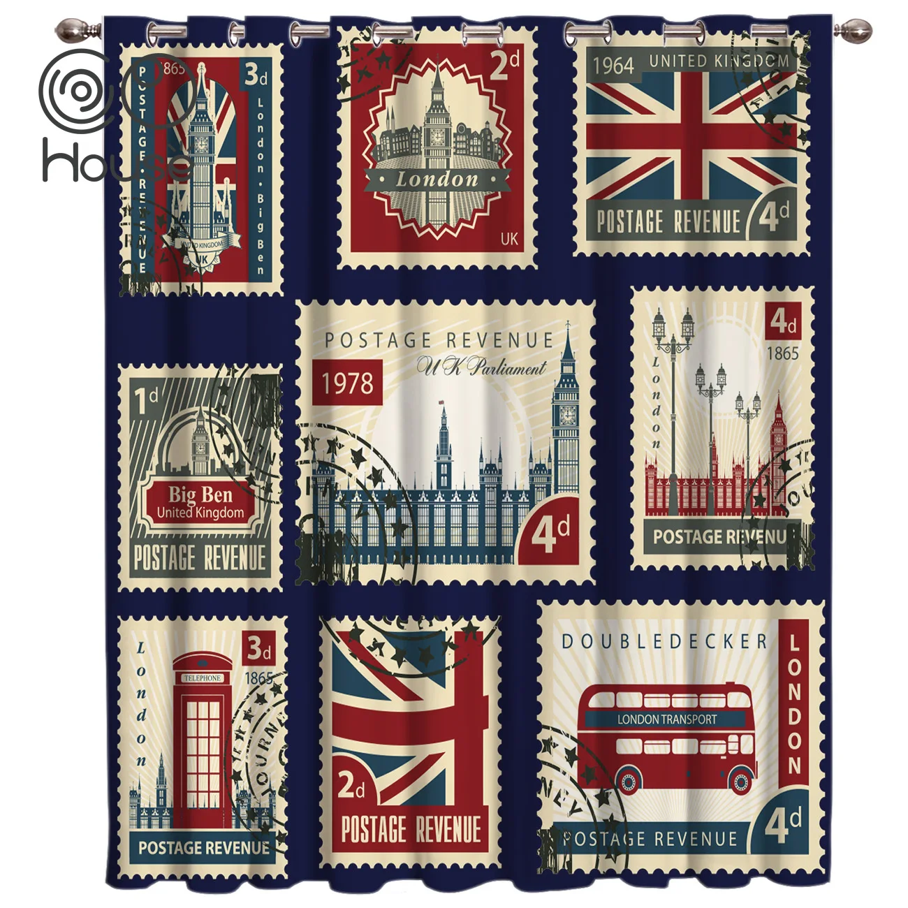 Винтажные шторы с Лондонскими штампами для окна занавески ванной улицы кухни