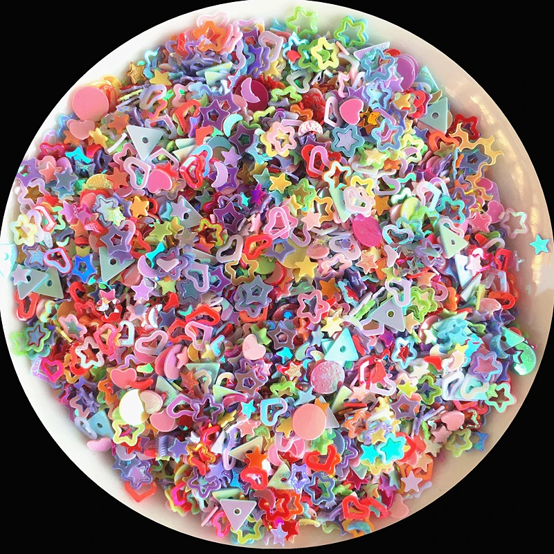 Мульти формы Смешанные цвета 20 г 3 5 мм Звезда Сердце Слива ПВХ свободные пайетки