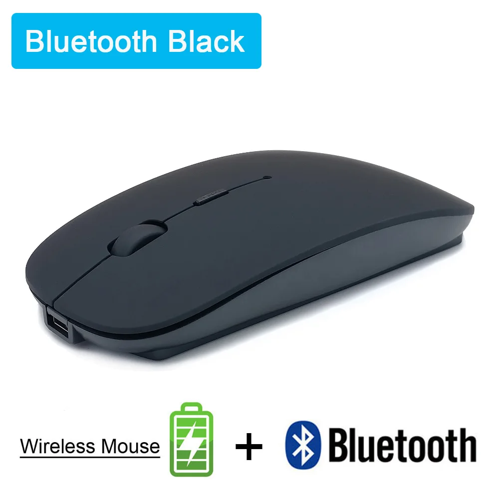 Bluetooth Black Bluetooth Бесшумная беспроводная мышь перезаряжаемая Встроенная батарея 2,4 ГГц USB компьютерная мышь для ПК ноутбука - Цвет: Bluetooth Black
