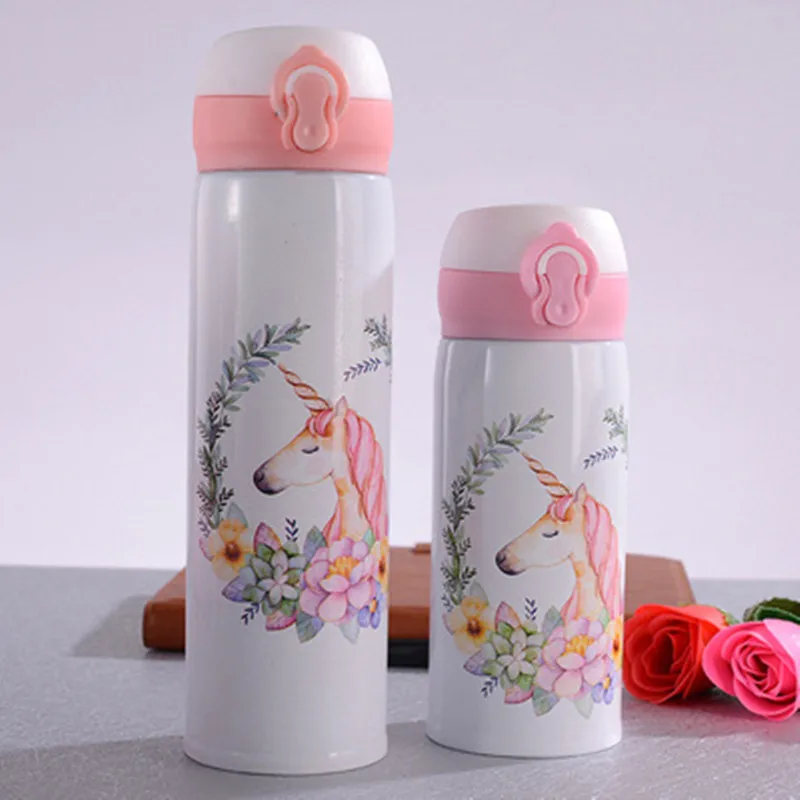 Thermos Cup 500 Ml Stainless Steel Thermal Bottle Cute Unicorn Insulated Hot Water For Children Bouncing Lid Portable | Дом и сад