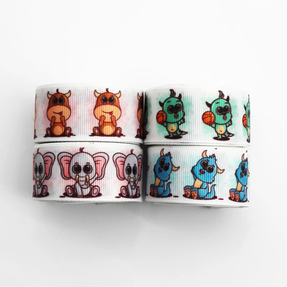 

WL 16-75MM Cute Cartoon Animal Print Grosgrain Ribbon Diy Hair Accessories Bow Birthday Party Gift Packaging Animal Collar
