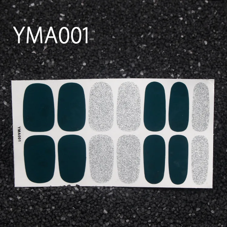 YMA001 14 tips/sheet серия блестящих модных переводных наклеек для дизайна ногтей, Коктейльная коллекция, маникюр, лак для ногтей, полоски, обертывания - Цвет: YMA001