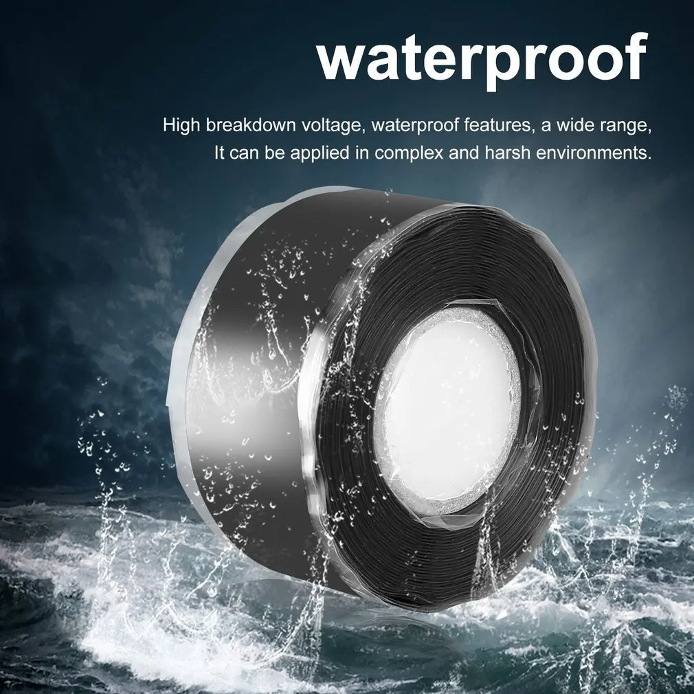 

3M/1.5M*25mm Multi-Purpose Self-Adhesive Strong Black Rubber Silicone Repair Waterproof Bonding Tape Rescue Self Fusing Wire