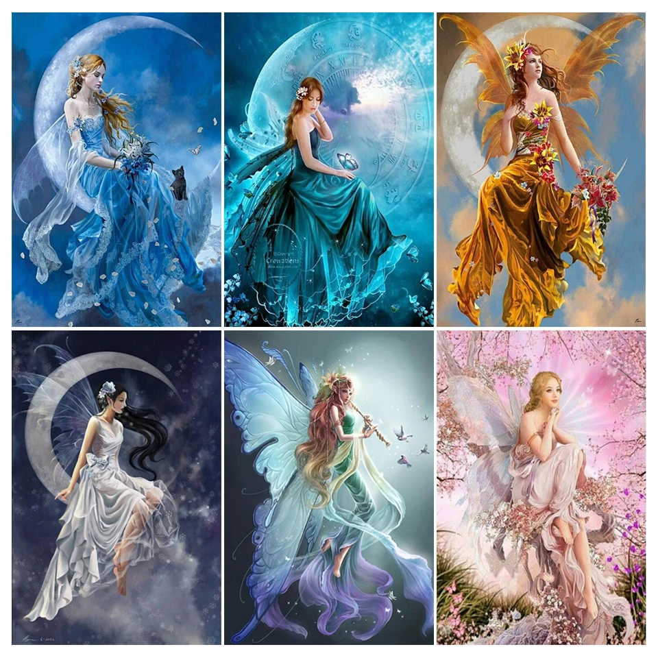 

5D DIY Diamond Painting Cartoon Fairy Dream Girl Embroidery Set Mosaic Art Picture Mural Home Decoration Gift Wall Stickers