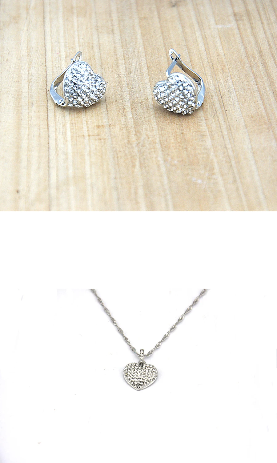 Потрясающая цена посеребренное ювелирное изделие полный кристалл сердце набор