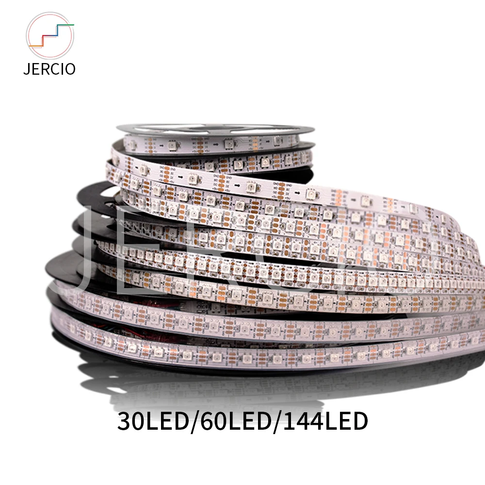 JERCIO цветная(RGB) sk6812 ws2812b умный светодиодный полосы светильник 5050ic 30/60/144 пикселей/светодиодный s/m; крутые удобный индивидуальных адресуемых ip20/65/67 DC5v