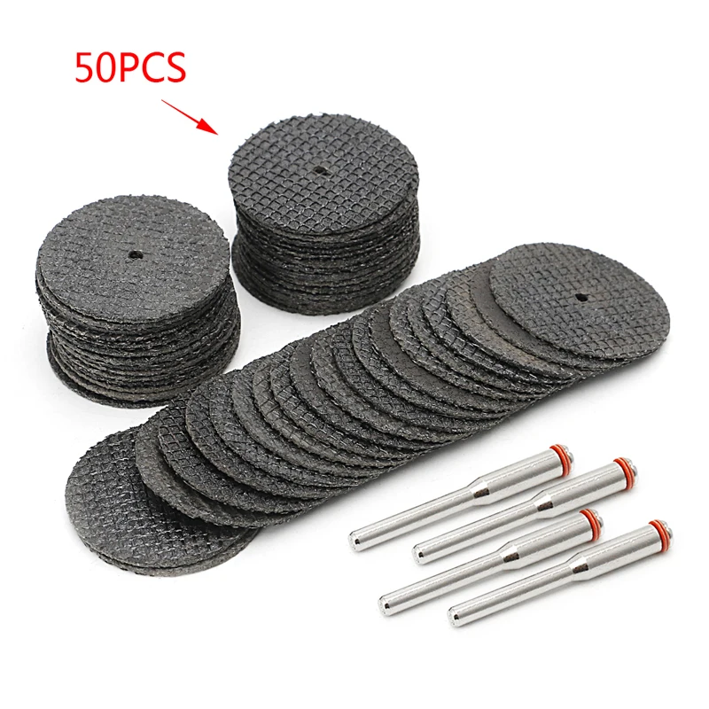 

50Pcs Reinforced Fiberglass Tool Abrasive Cutting Disc Cut Off Wheel with 4 Mandrels Rotary, fit Dremel and Compatible Rotary