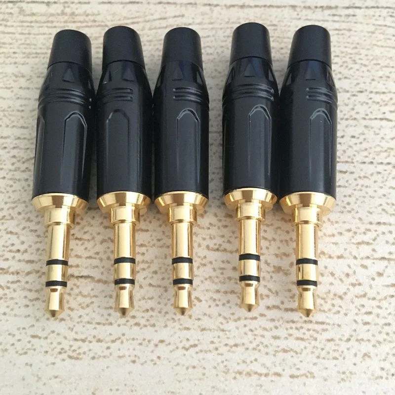 

20pcs/lot Black Golden Plated Audio Jack Plug Headphone Stereo 3.5mm Male Plug Connector