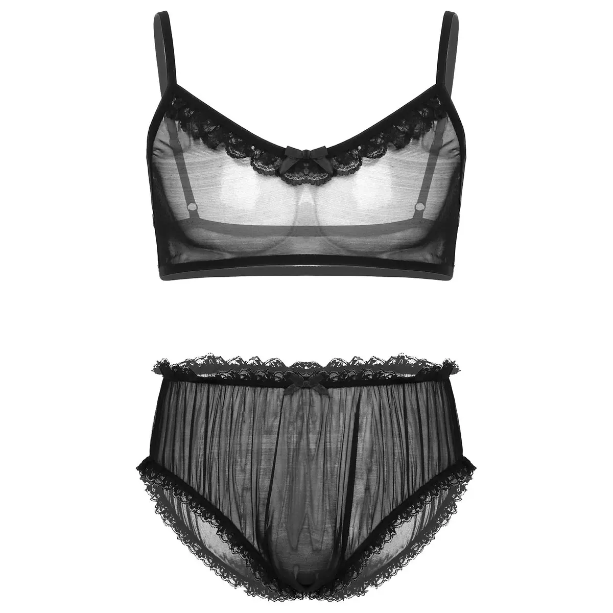 Нижнее белье для геев Трансвестит Мужская Ночная рубашка прозрачный сетчатый