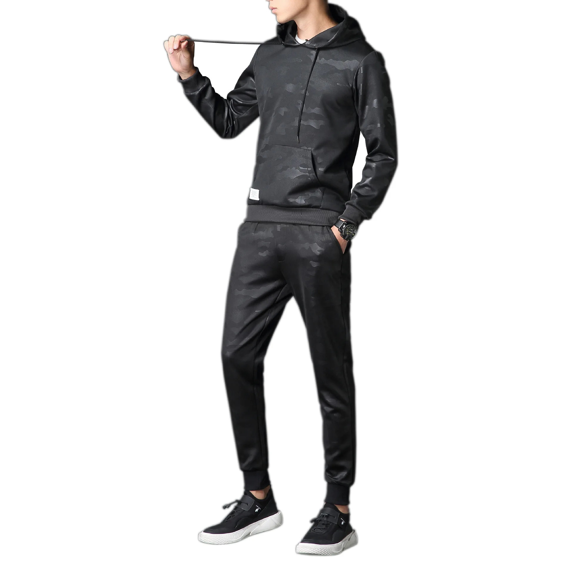 

Camouflage Printed Mens Tracksuit Hooded Sweatshirt Full Length Pants Suit Two Piece Set Comfort Casual Streetwear
