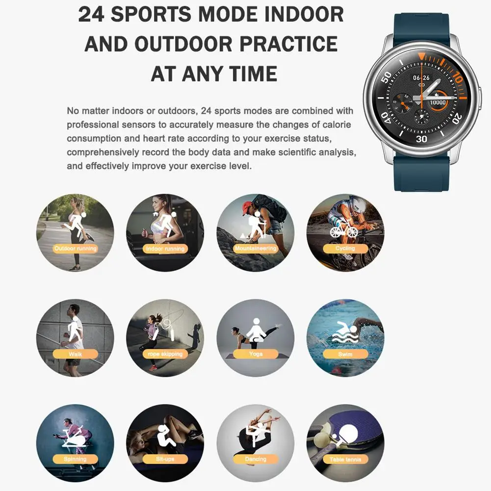 

1.30 In Classic Round Screen S27 Smart Watch IP68 Waterproof Running Heart Rate Record Phone Information Reminder Sports Watch