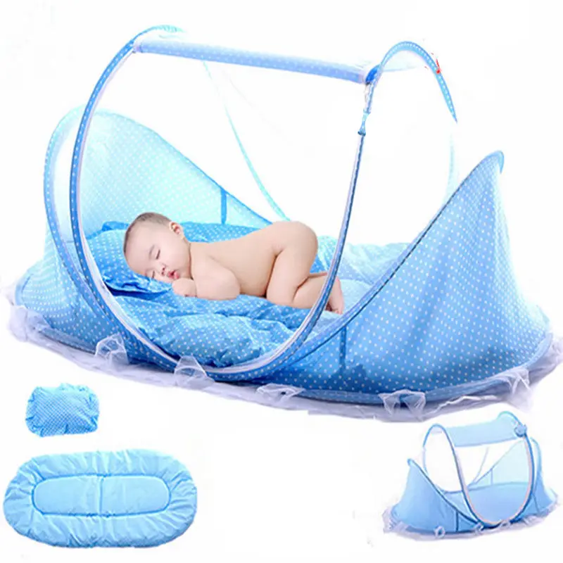 

Baby Bedding Crib Netting Folding Baby Mosquito Nets Bed Mattress Pillow Three-piece Suit For 0-3 Years Old Children