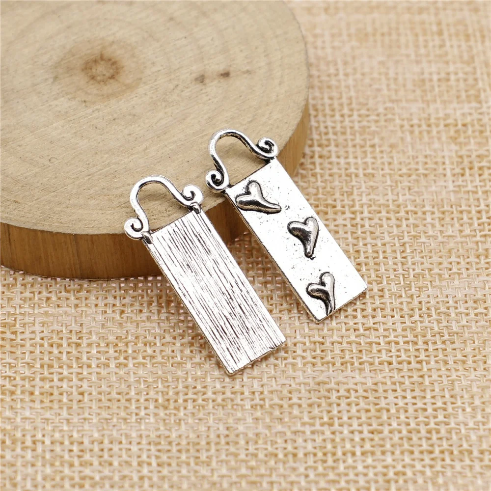 

free shipping 30pcs 31x10mm antique silver Heart charms diy retro jewelry fit Earring keychain hair card pendant accessories