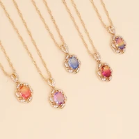 full rhinestone sun flower pendant necklace colorful glass necklace for women fashion design clavicle chain