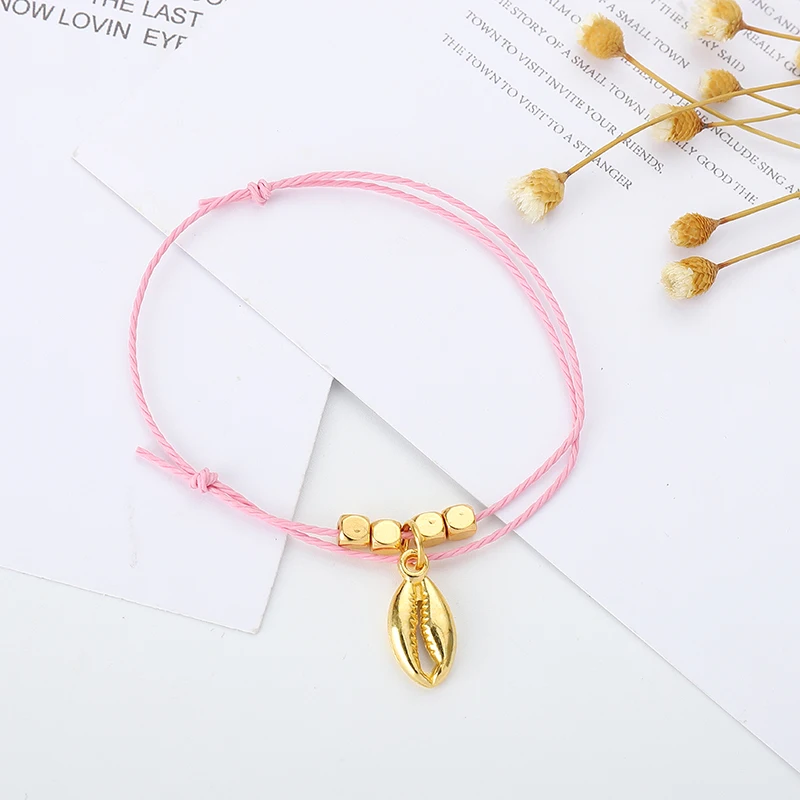 Gold Shell Pendant Charm Bracelet For Women Men Adjustable Multicolor Rope Braided Handamde Jewelry | Украшения и аксессуары